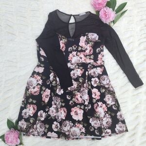 Charlotte Russe Floral Dress with Mesh Sleeves
